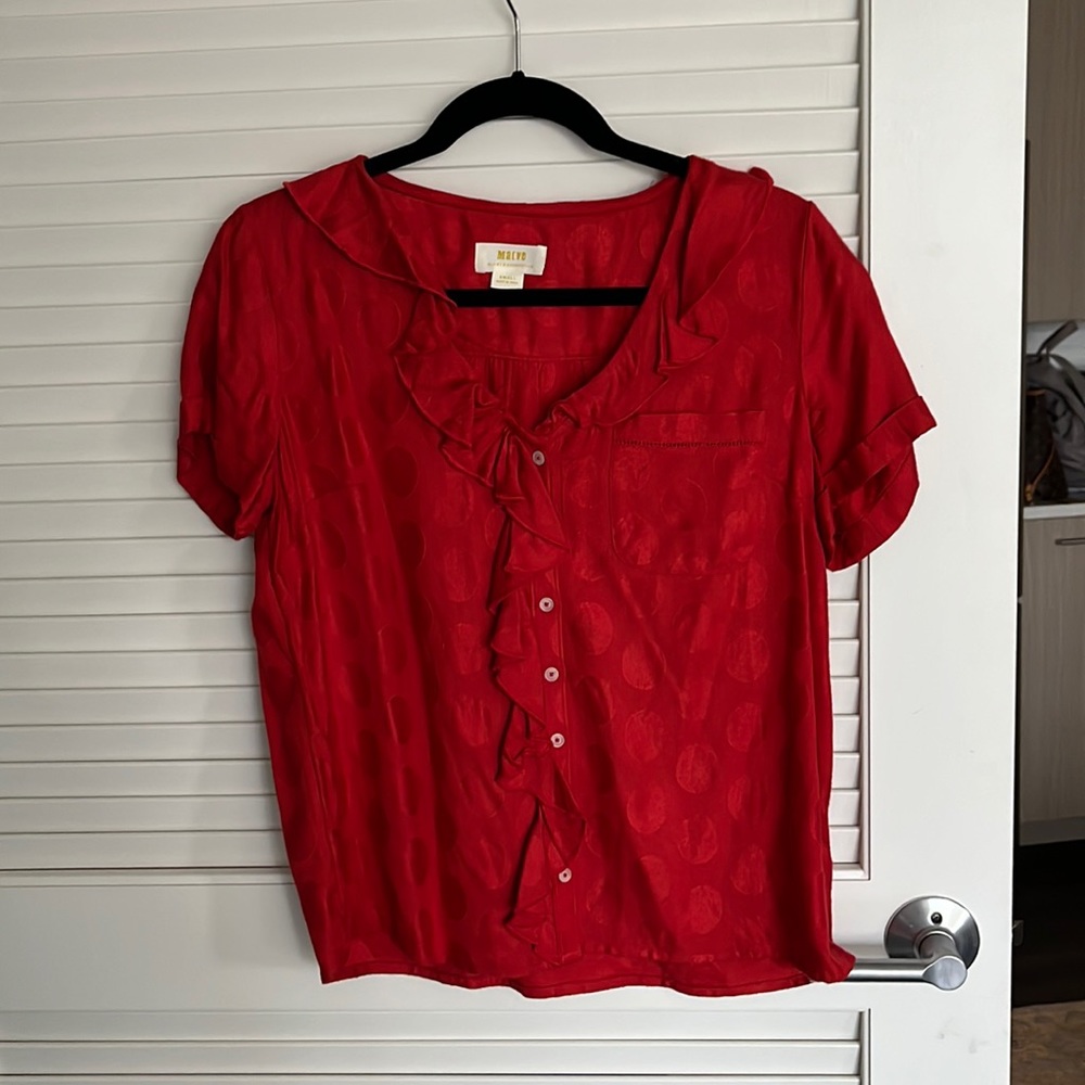 Red ruffle top